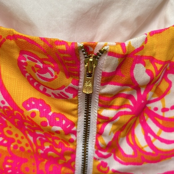 Lilly Pulitzer Tansy Dress strapless Barbie pink, yellow, white women’s size 6 - Picture 9 of 12